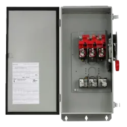 DISCONNECT SWITCH DH S/FUSIBLE ACERO 3X100A+T 277/480-600V, IP66 NEMA 12/3R, UL
