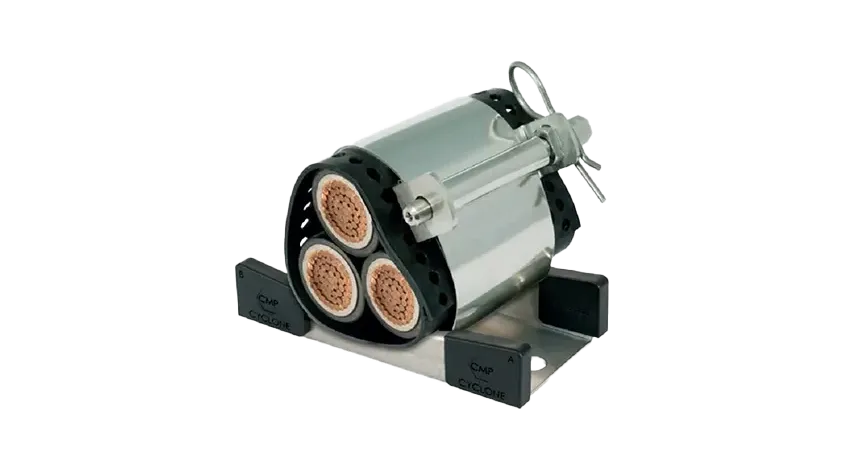 ABRAZADERA CABLE CLEAT CYCLONE I AL. SINGLE Ø64-80mm / TREFOIL Ø43-54mm IEC 61914