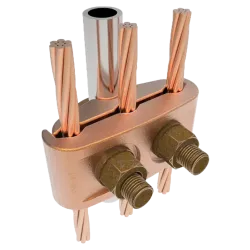 CONECTOR TIERRA CU P/3CABLES PARALELOS 2/0AWG-250MCM A TUBO 3/8" Ø5/8"-3/4" UL