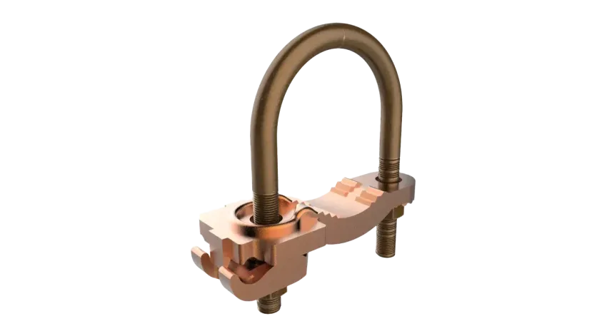 CONECTOR TIERRA CU P/CABLE 4AWG-4/0AWG A TUBO 1-1/4"-2" PERNO 3/8" UL