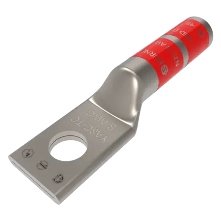 TERMINAL DE COMPRESION BARRIL LARGO CU/ES #8AWG Ø1/4" 35kV, UL