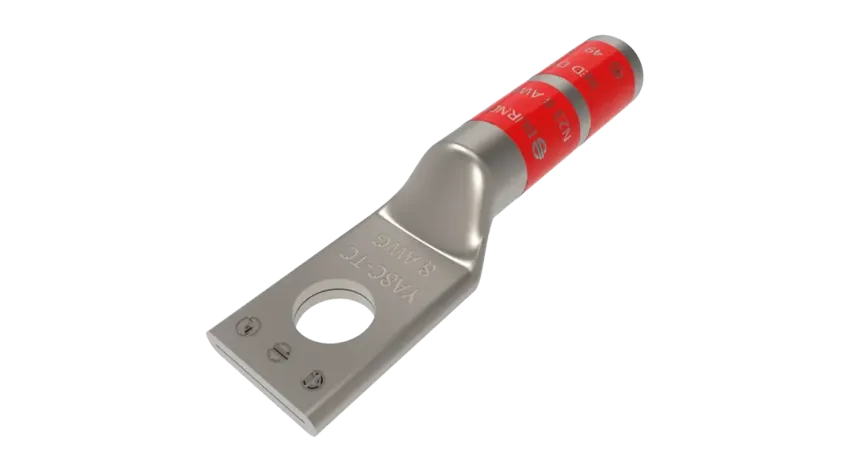 TERMINAL DE COMPRESION BARRIL LARGO CU/ES #8AWG Ø3/8" 35kV, UL