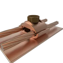 CONECTOR TIERRA DOBLE CU P/2 CABLES PARAL. 2AWG-2/0AWG A BARRA C/PERNO Ø2-1/4'' UL