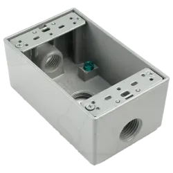 CAJA RECTANGULAR WEATHERPROOF 4"X2"X2"  C/3 HUBØ1/2" UL