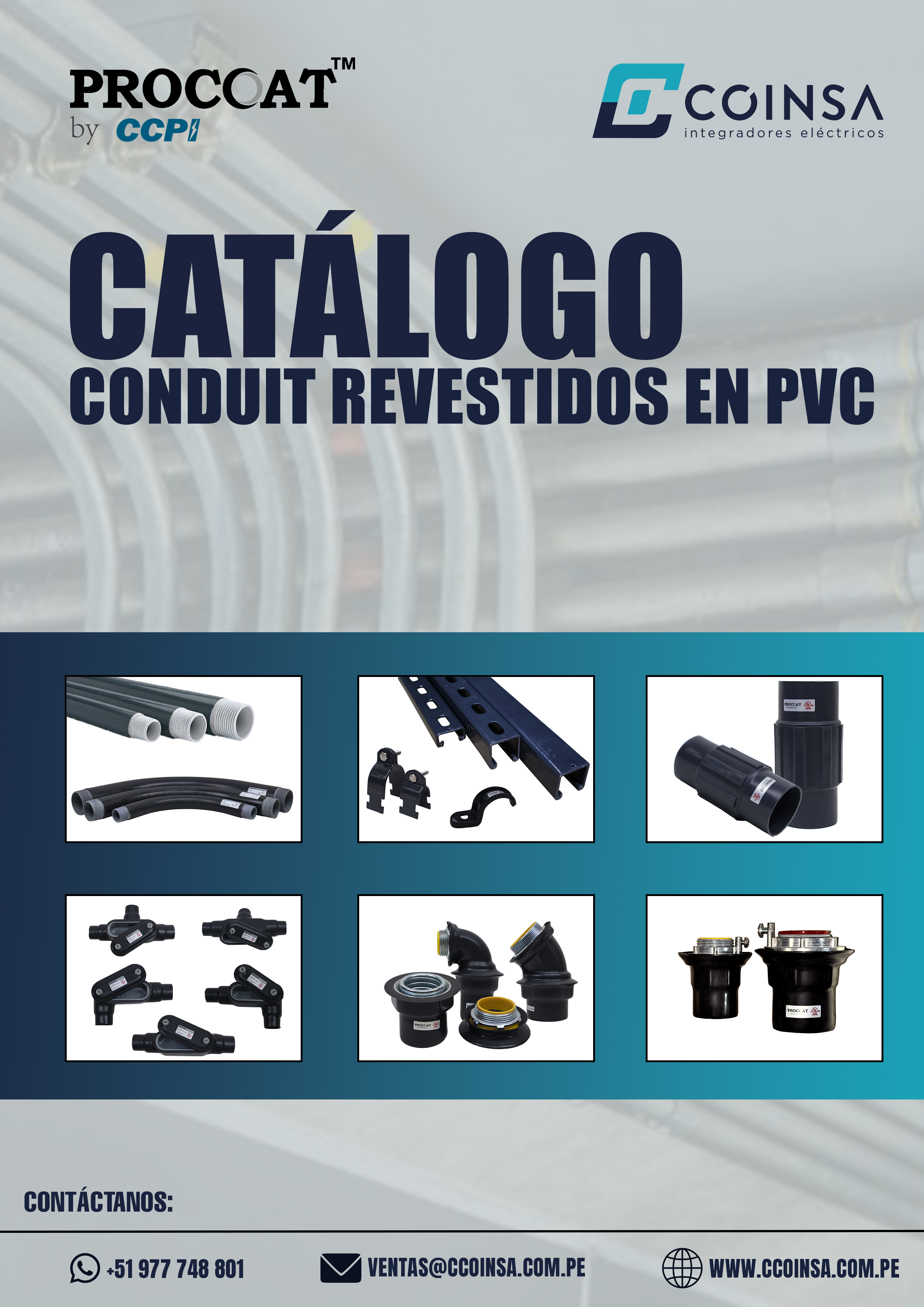 Portada del catálogo de Procoat by CCP, sobre conduits revestidos de PVC.