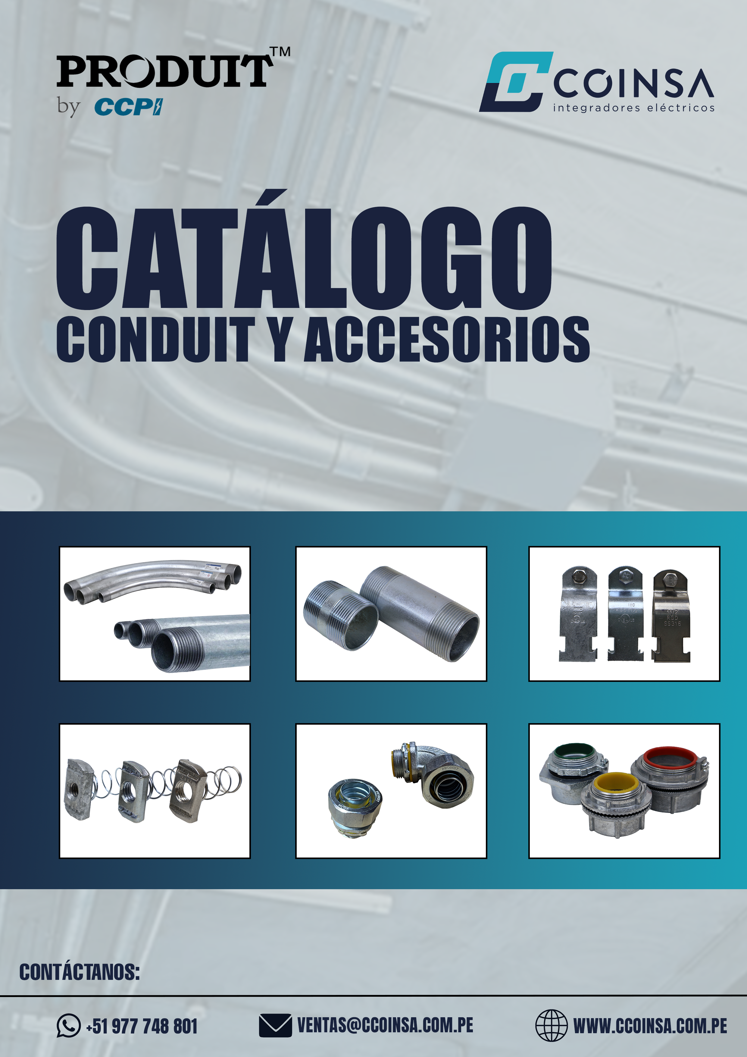 Portada del catálogo de Produit by CCP, sobre conduit y accesorios.