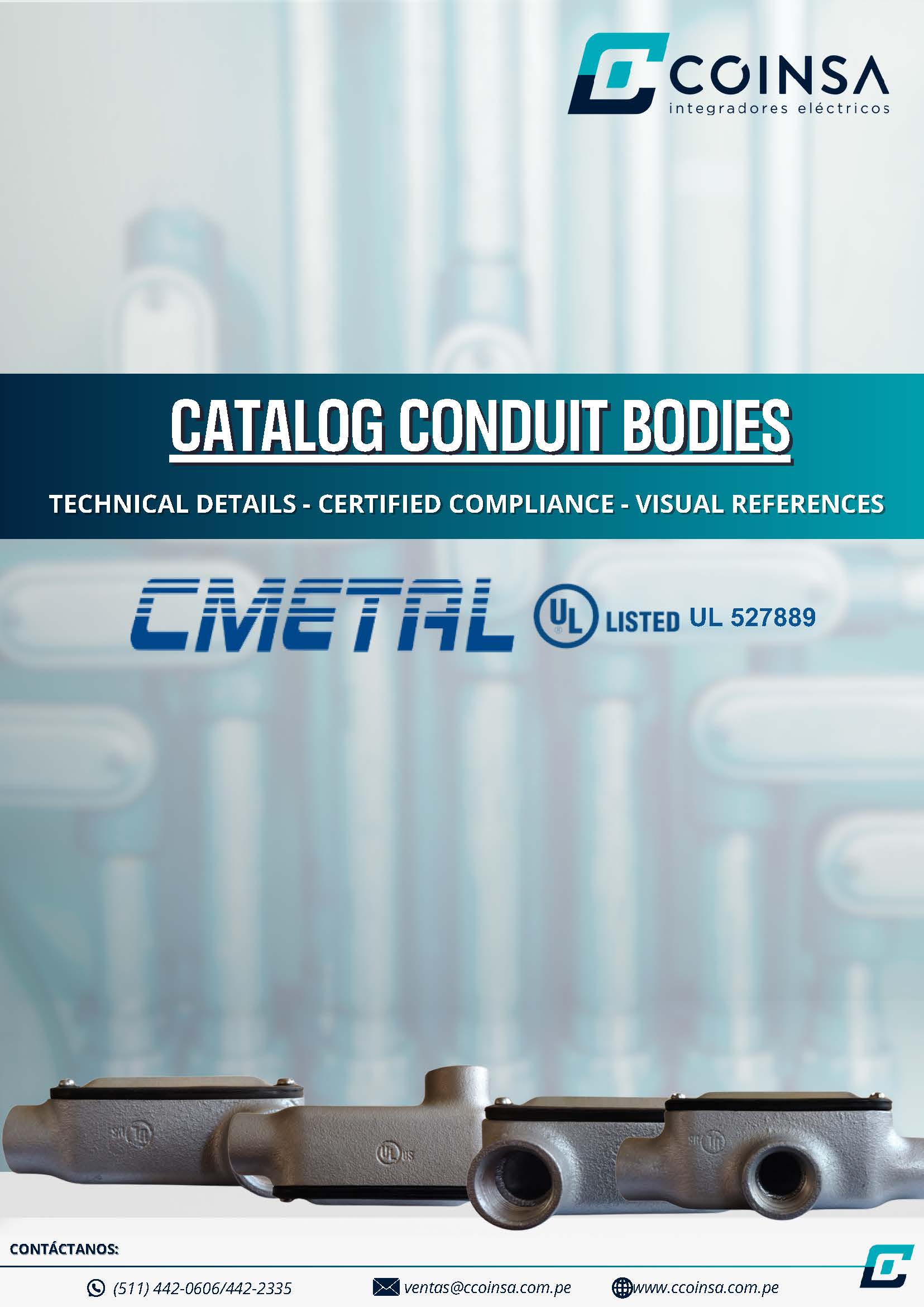 Portada del catálogo de CMETAL para cajas condulet.