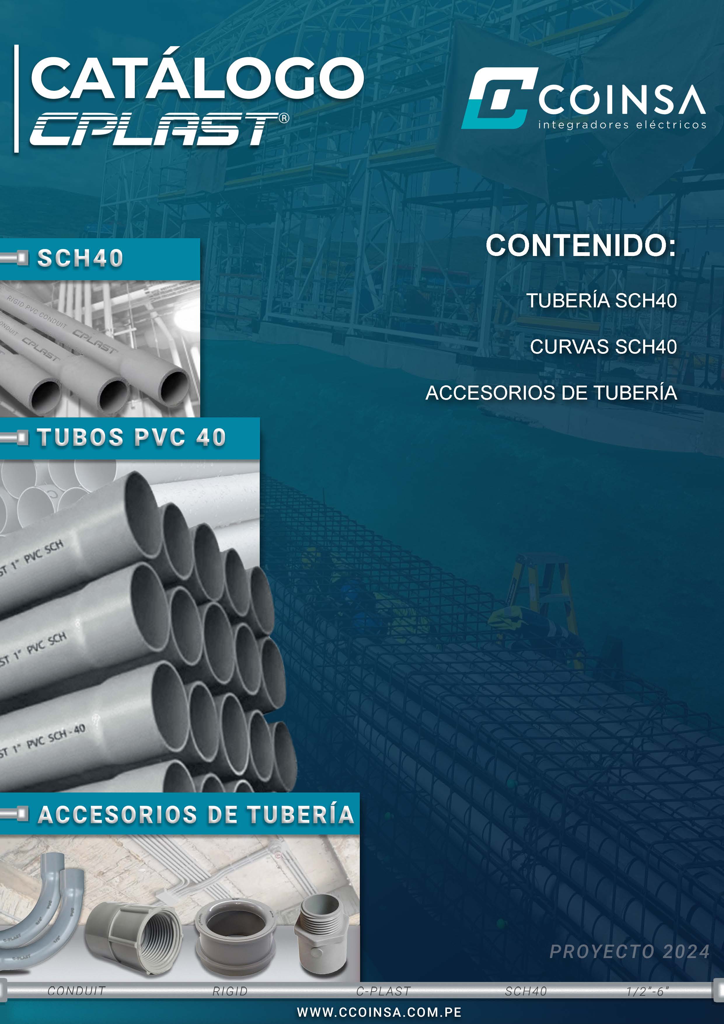 Portada del catálogo de CPLAST para tubos conduit de PVC sch40.